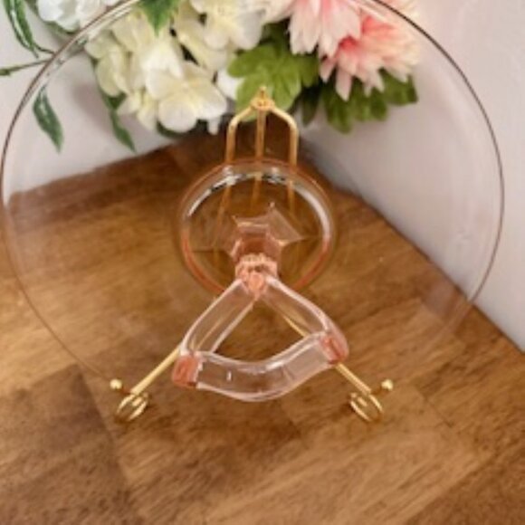 Pink Depression Glass Sandwich Plate‎ – Vintage Handled Serving Tray 1930s Plain - Picture 5 of 5